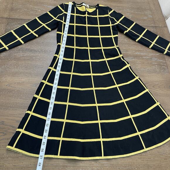 Luxxe Lane Womens Sweater Dress Medium Rayon Windowpane Stretchy Rayon Slimming - Picture 8 of 9